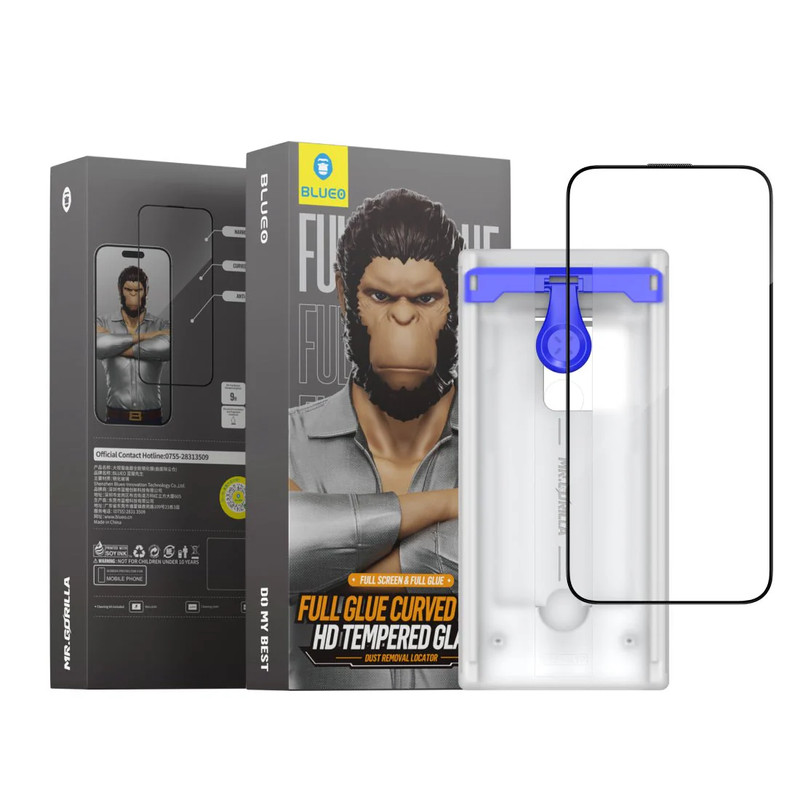Blueo 3D Curved Hot bending Tempered Glass HD with applicator - iPhone15 Pro Max 6.7 - أكسسوار
